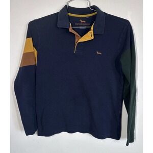 Harmont & Blaine Mens M Long Sleeve Rugby Polo Shirt Striped Cotton Casual